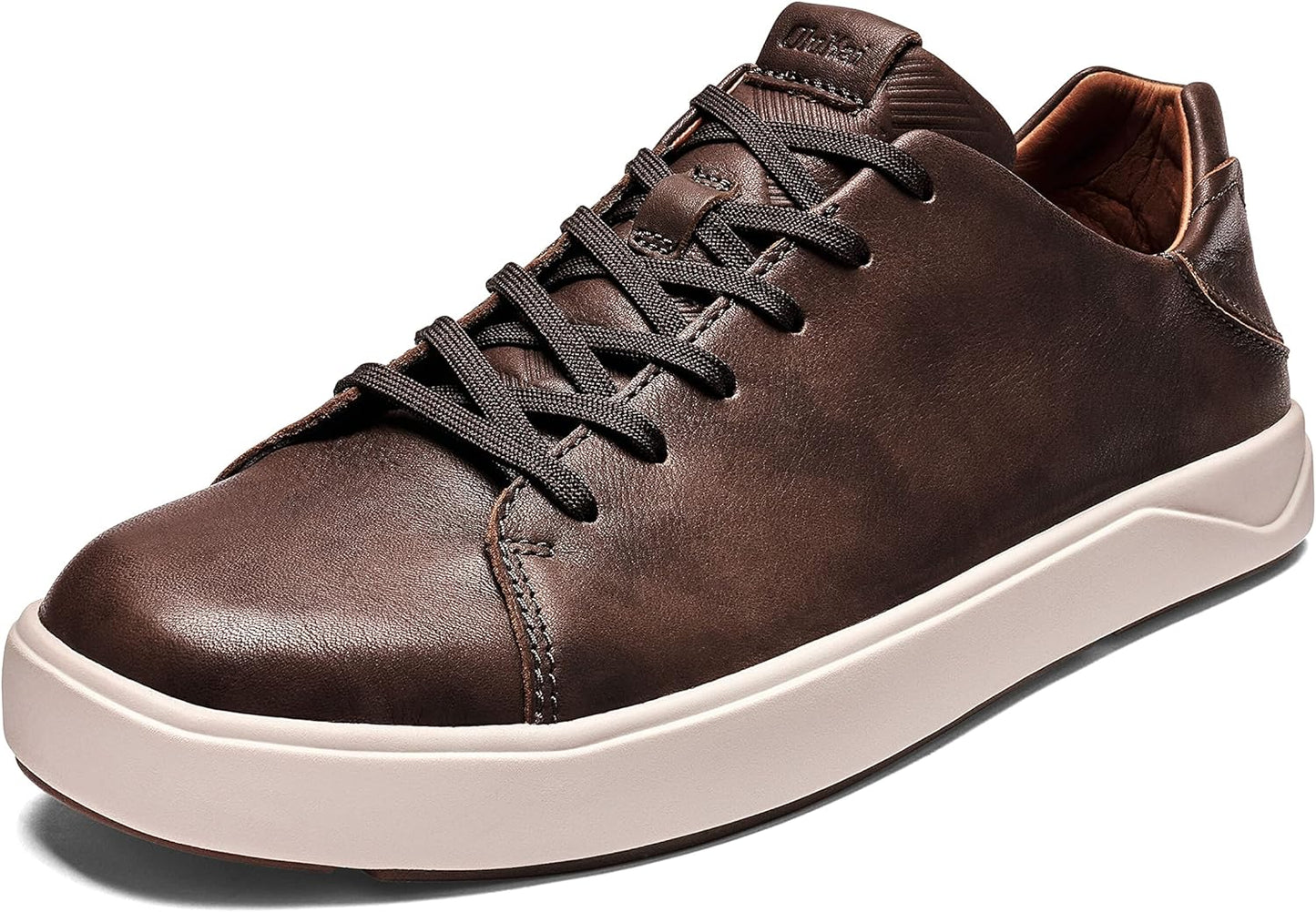 OLUKAI Lae'ahi Li 'ILI Men's Leather Sneakers, Supple Full-Grain Leather Shoes, Drop-in Heel & All Weather Rubber Soles