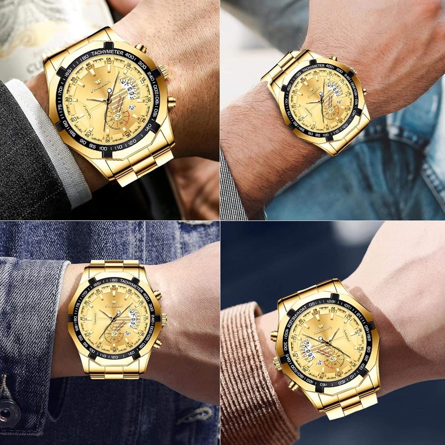 BY BENYAR AKNIGHT Watches for Men Quartz Movement Watch,Waterproof Luminous Men's Watch, Stainless Steel Strap Business Watches