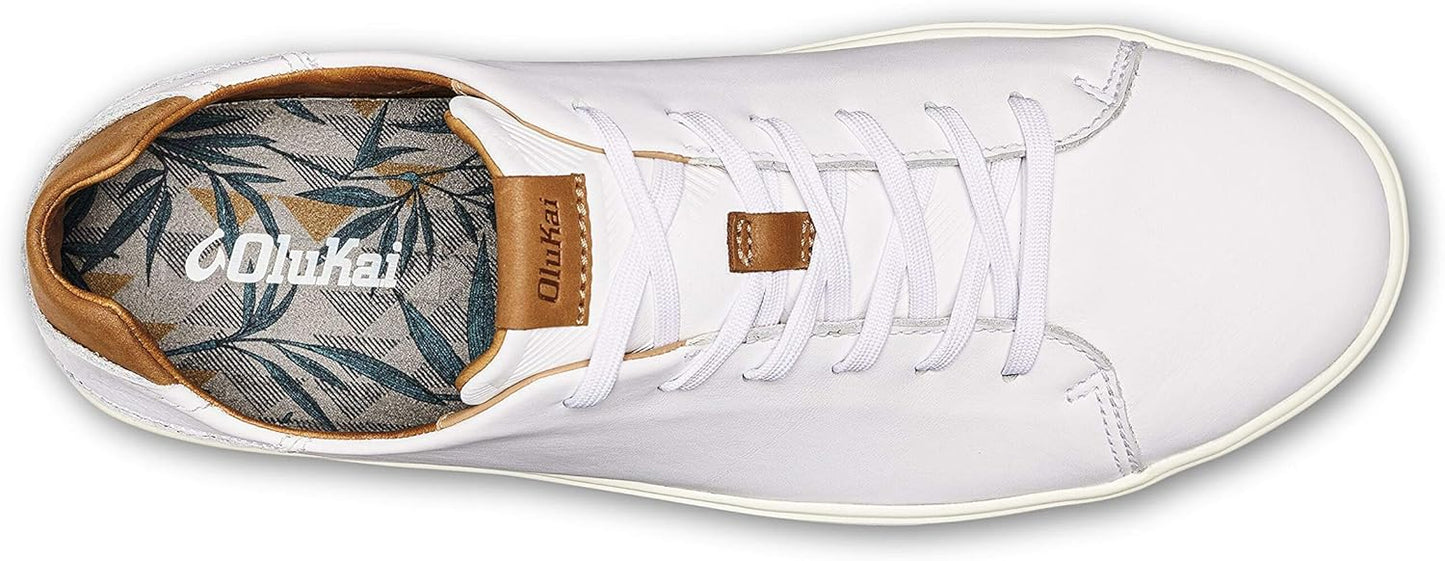 OLUKAI Lae'ahi Li 'ILI Men's Leather Sneakers, Supple Full-Grain Leather Shoes, Drop-in Heel & All Weather Rubber Soles
