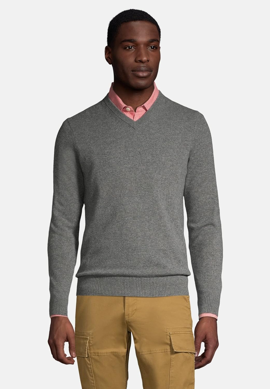 Lands' End Men's Fine Gauge Cashmere V-Neck Sweater