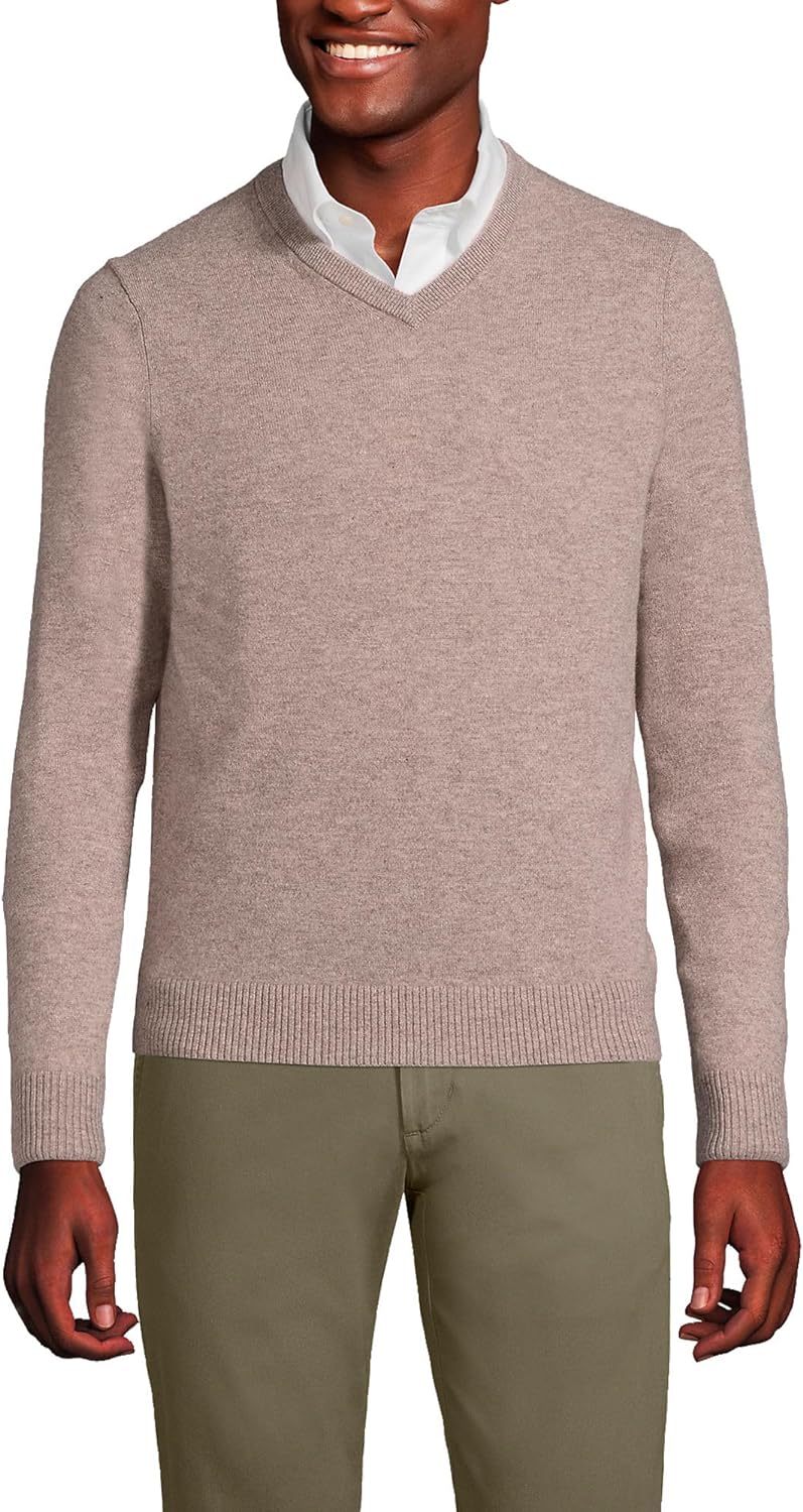 Lands' End Men's Fine Gauge Cashmere V-Neck Sweater