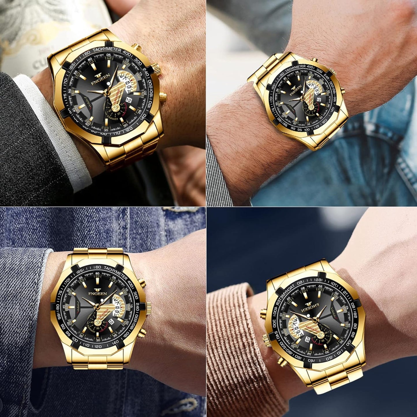 BY BENYAR AKNIGHT Watches for Men Quartz Movement Watch,Waterproof Luminous Men's Watch, Stainless Steel Strap Business Watches