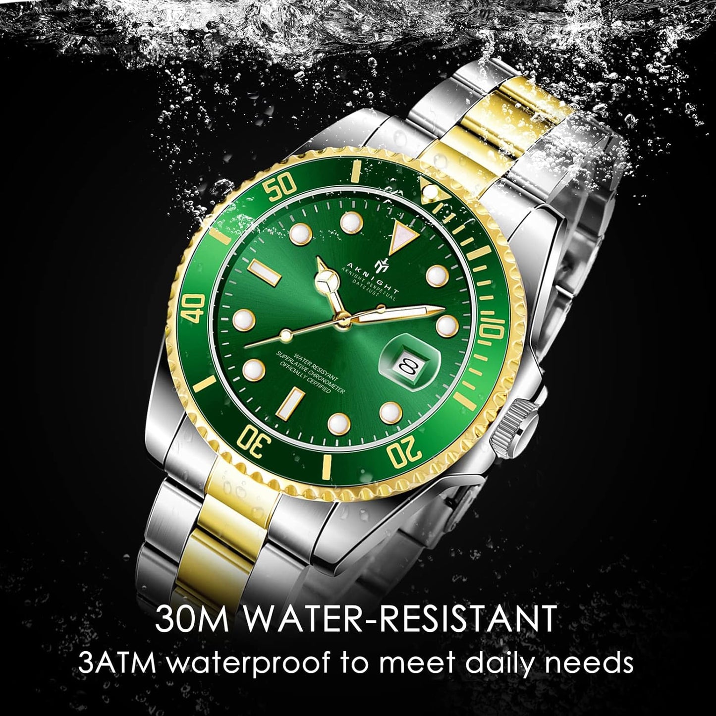 BY BENYAR AKNIGHT Watches for Men Quartz Movement Watch,Waterproof Luminous Men's Watch, Stainless Steel Strap Business Watches