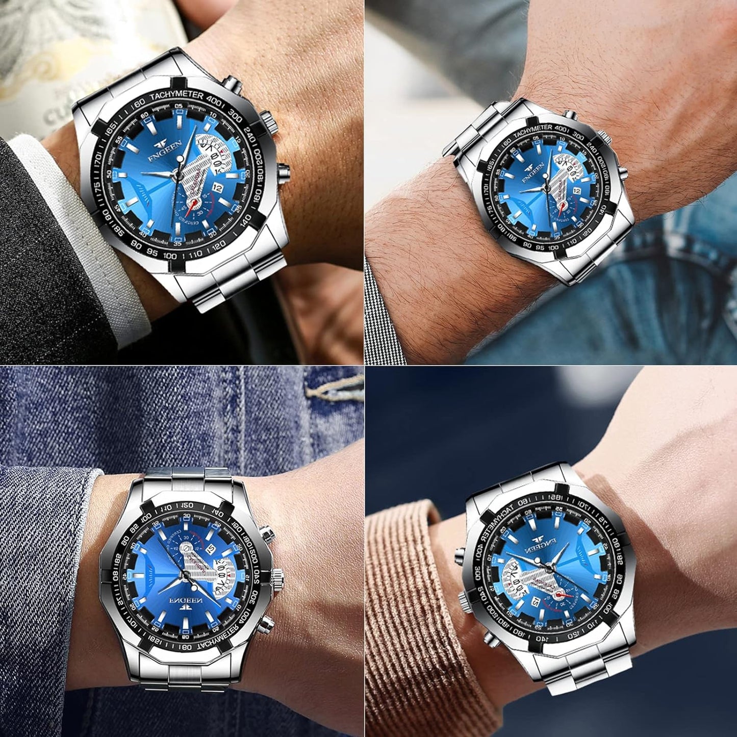 BY BENYAR AKNIGHT Watches for Men Quartz Movement Watch,Waterproof Luminous Men's Watch, Stainless Steel Strap Business Watches