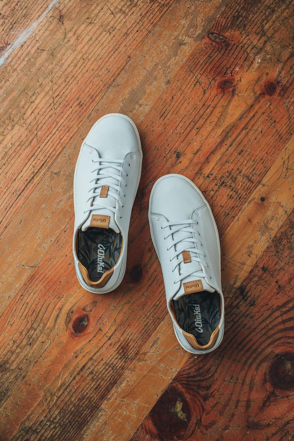 OLUKAI Lae'ahi Li 'ILI Men's Leather Sneakers, Supple Full-Grain Leather Shoes, Drop-in Heel & All Weather Rubber Soles