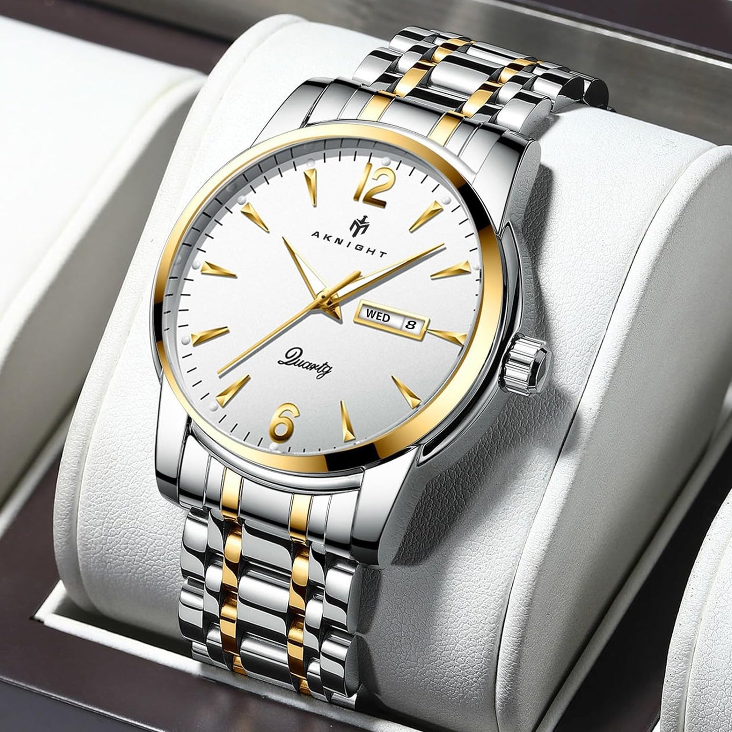 BY BENYAR AKNIGHT Watches for Men Quartz Movement Watch,Waterproof Luminous Men's Watch, Stainless Steel Strap Business Watches