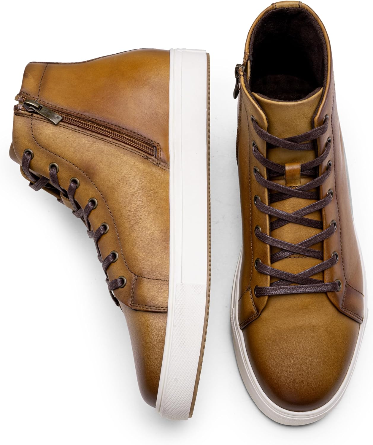 Jousen Men's Casual Shoes High Top Premium Leather Fashion Sneakers Dress Boots for Men