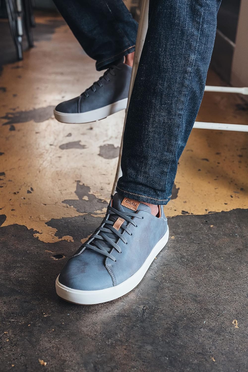 OLUKAI Lae'ahi Li 'ILI Men's Leather Sneakers, Supple Full-Grain Leather Shoes, Drop-in Heel & All Weather Rubber Soles