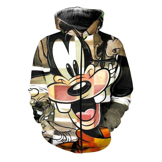 New Disney Goofy Dog 3D Hoodie Casual Thickened Jacket Full Print Men's Sweater Hoodie