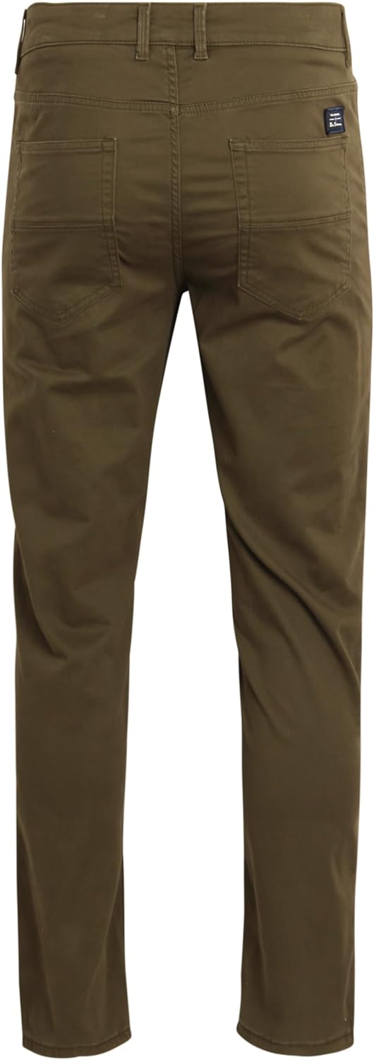 Ben Sherman Men's Khaki Pants - Comfort Stretch Slim Fit Woven Sateen Chinos - Casual Khaki Pant for Men