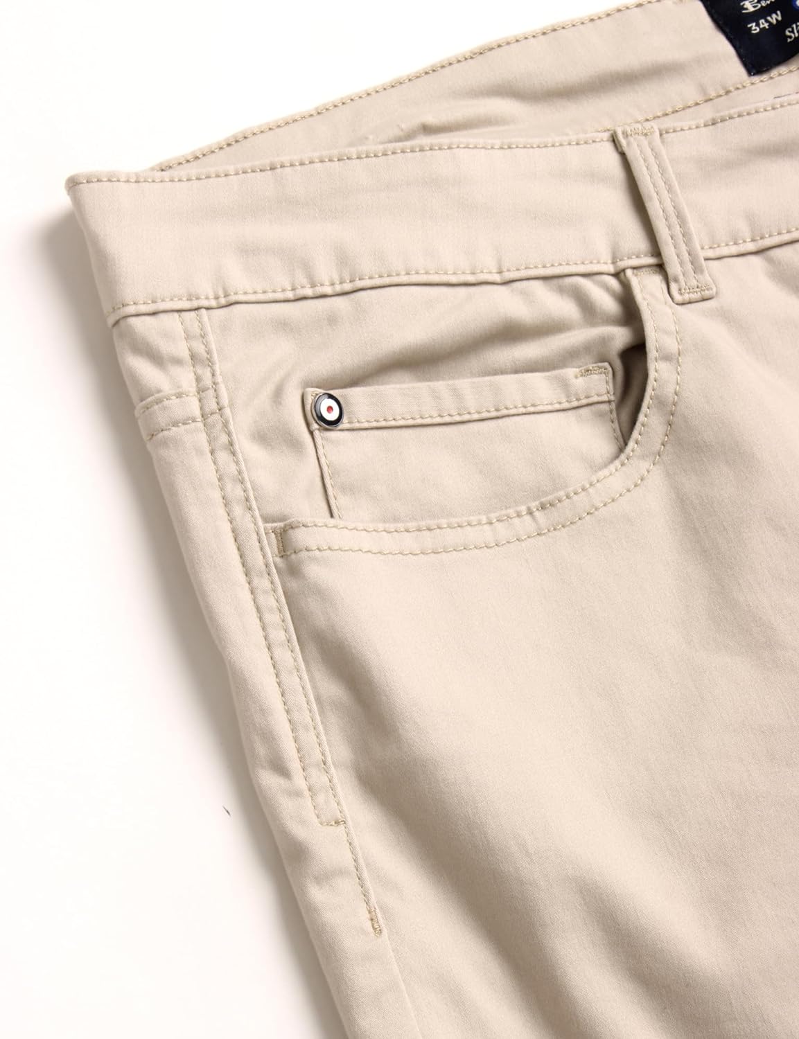 Ben Sherman Men's Khaki Pants - Comfort Stretch Slim Fit Woven Sateen Chinos - Casual Khaki Pant for Men