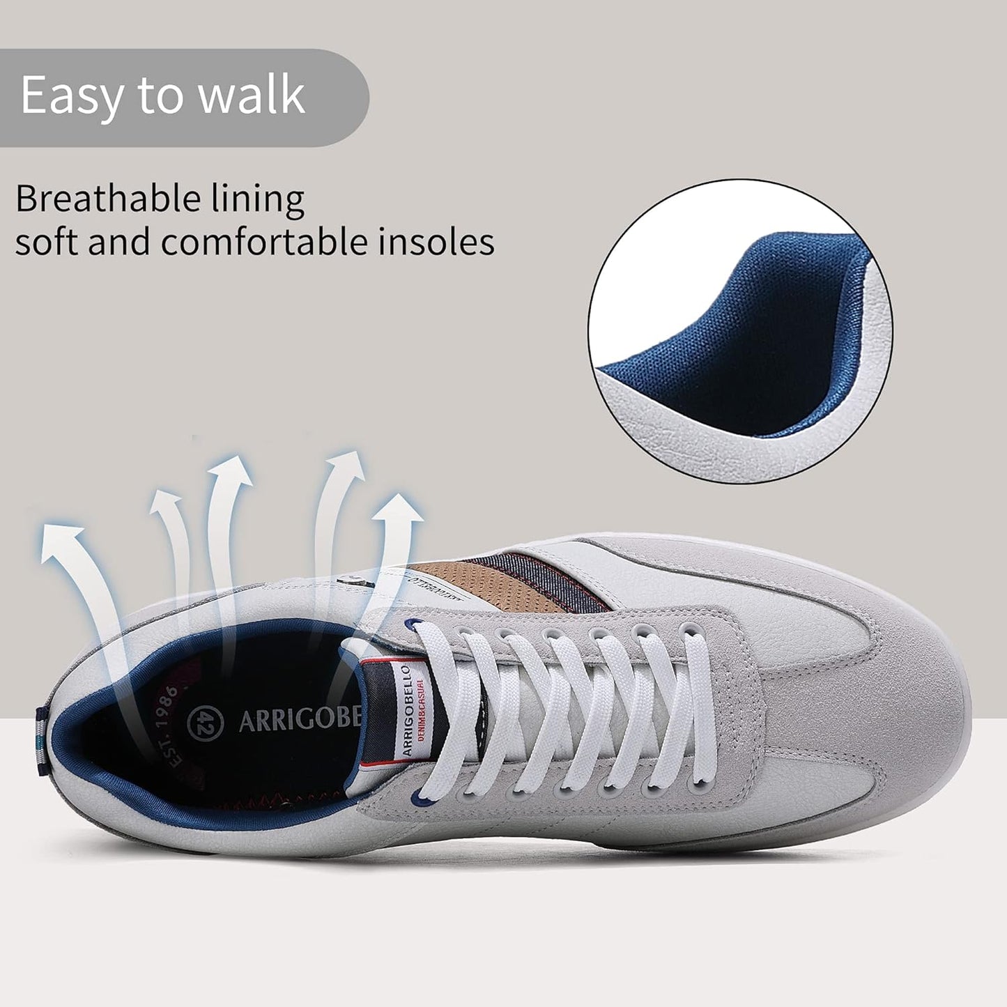 AX BOXING Mens Casual Shoes Fashion Sneakers Breathable Comfort Walking Shoes for Male