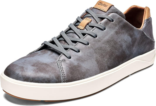 OLUKAI Lae'ahi Li 'ILI Men's Leather Sneakers, Supple Full-Grain Leather Shoes, Drop-in Heel & All Weather Rubber Soles